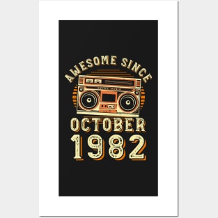 Funny Birthday Quote, Awesome Since October 1982, Cool Birthday Posters and Art